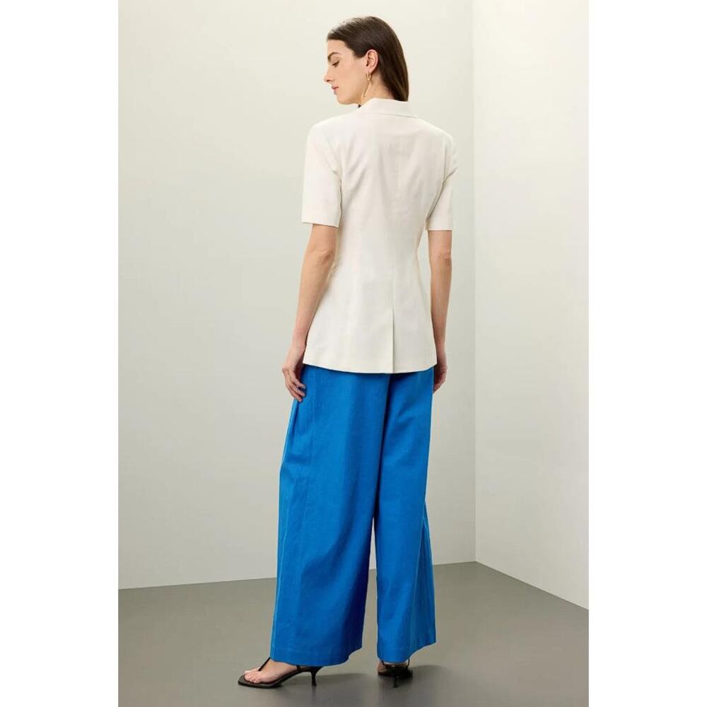 EUDON CHOI Women's Short Sleeve Linen Blazer Size 10 In Off-White - Picture 2 of 11